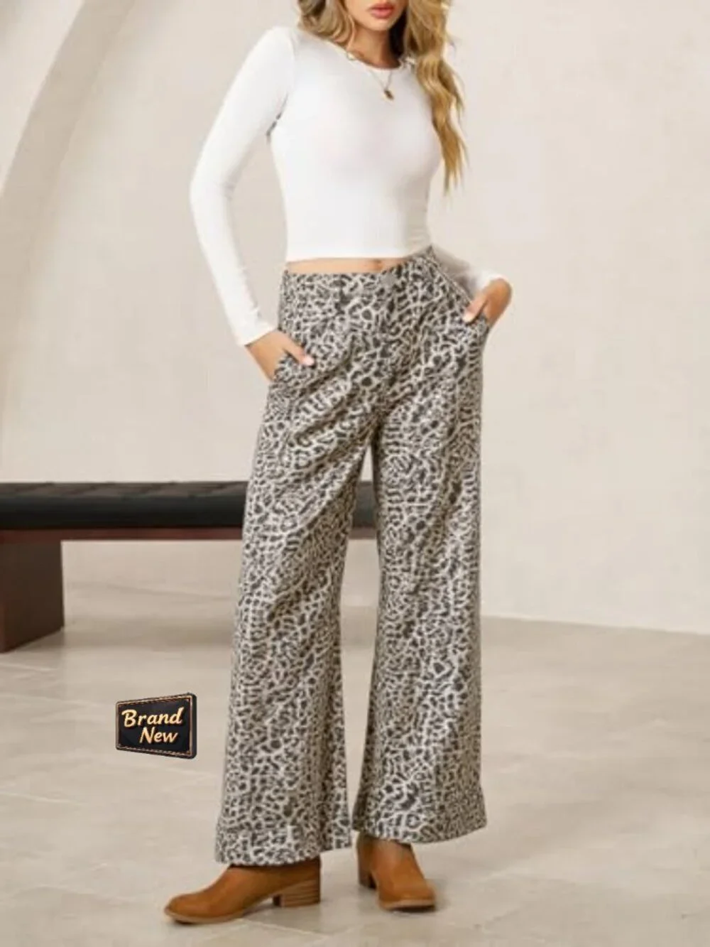 Baggy Wide Leg Floral Jeans High Waisted Boho Denim Pants